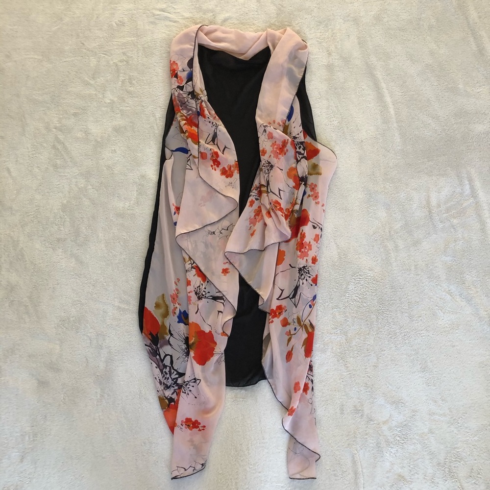 2Chic Floral Sleeveless Shrug Duster Vest